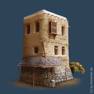 Einfaches azurianisches Stadthaus aus Lehm